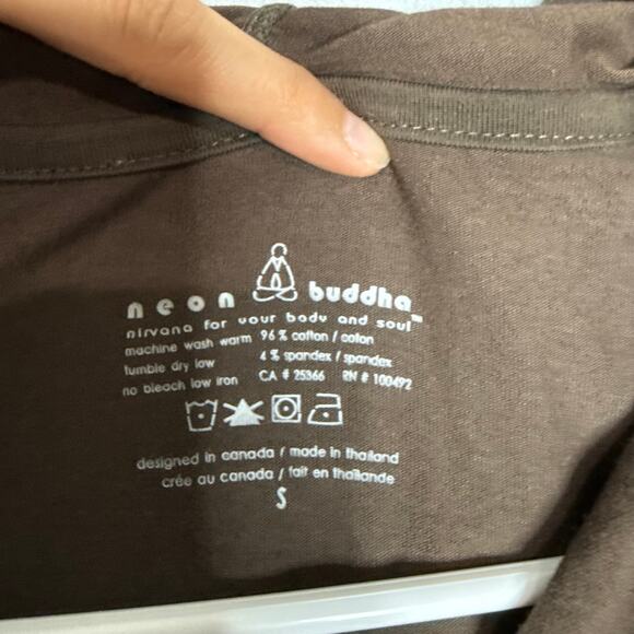 Neon Buddha Brown Tie Waist Hooded Long Vest Set Size Small - Picture 9 of 10